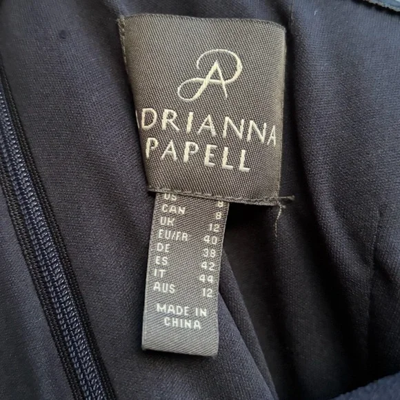 🆕 Adrianna Papell Midnight Crepe Chiffon Gown Elegant Formal Maxi Dress Size 8 - Picture 12 of 16